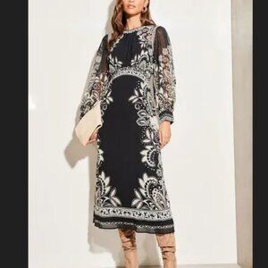 Lipsy Mono Dress by Next UK Midi Dress Black & Beige Size 6 (US) Brand New
